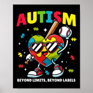 Baseball Autismus Bewusstsein Farbenfrohe Puzzle H Poster