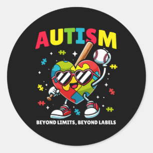 Baseball Autismus Bewusstsein Farbenfrohe Puzzle H Runder Aufkleber