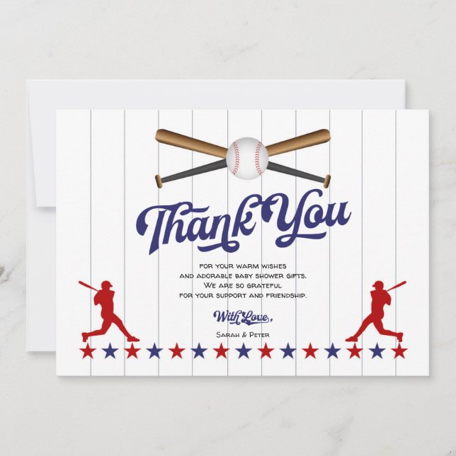 Baseball, Baby Boy Douche Carte de remerciements (Devant)