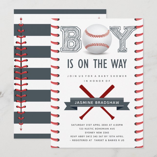 Baseball Baby-Dusche Einladung (Vorne/Hinten)
