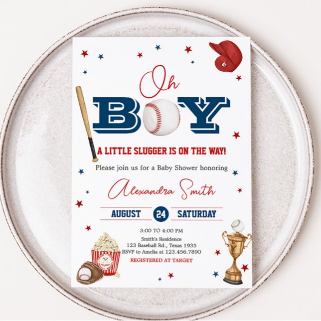 Baseball Baby-Dusche Einladung (Oh Boy Little Slugger Baby Shower Invitation)