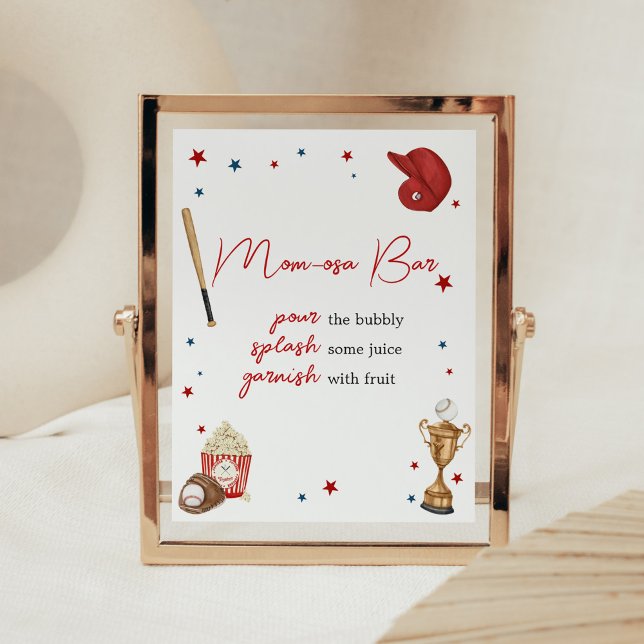 Baseball Baby Dusche Mama Osa Bar Poster (Oh Boy Little Slugger Baby Shower Mom Osa Bar Sign)
