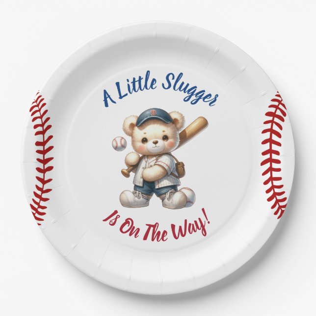 Baseball Baby-Dusche Pappteller (Vorderseite)