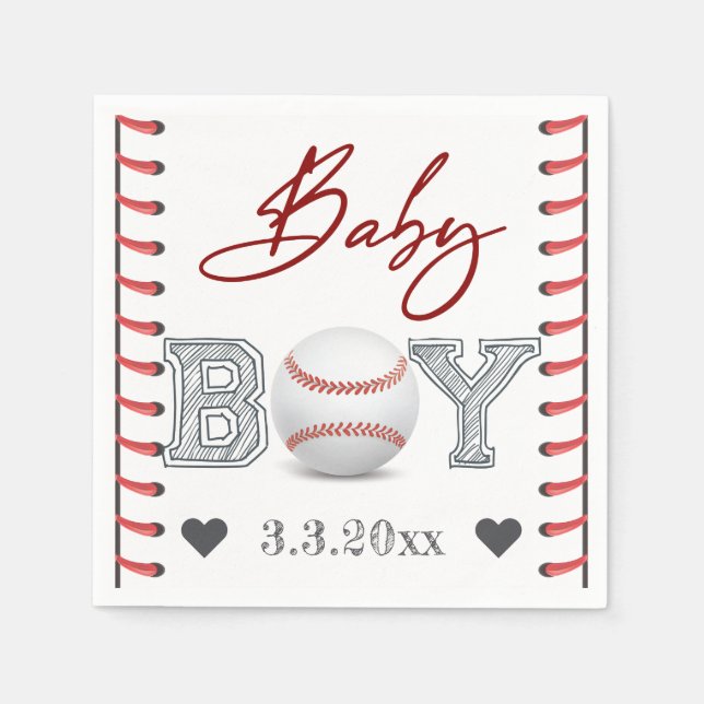 Baseball Baby Dusche Personalisiert Serviette (Vorderseite)