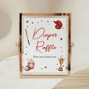Baseball Baby Dusche Windeln Raffle Poster