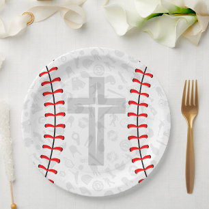 Baseball-Baby-Einsegnung-Kreuz-Party-Papierplatten Pappteller
