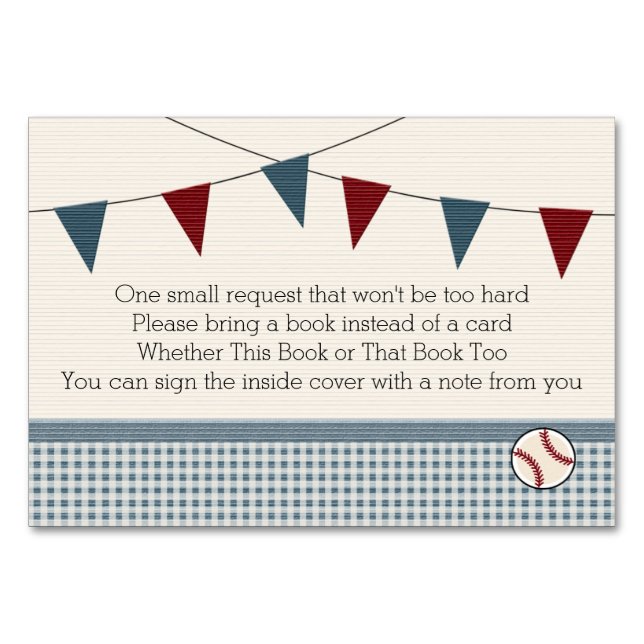 BASEBALL BABY SHOWER BOOK REQEUST CARD TISCHNUMMER (Vorderseite)