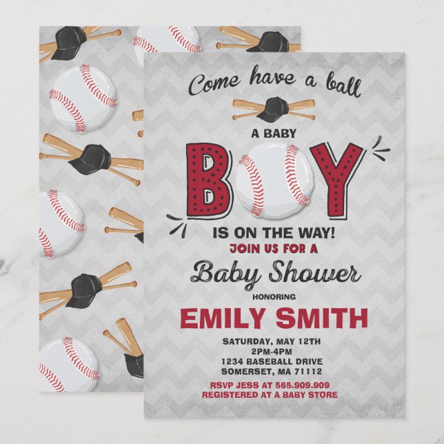 Baseball Baby Shower Einladung Sport Baby Dusche (Vorne/Hinten)