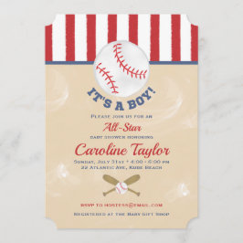 Baseball Baby Shower Einladung Ticket Style