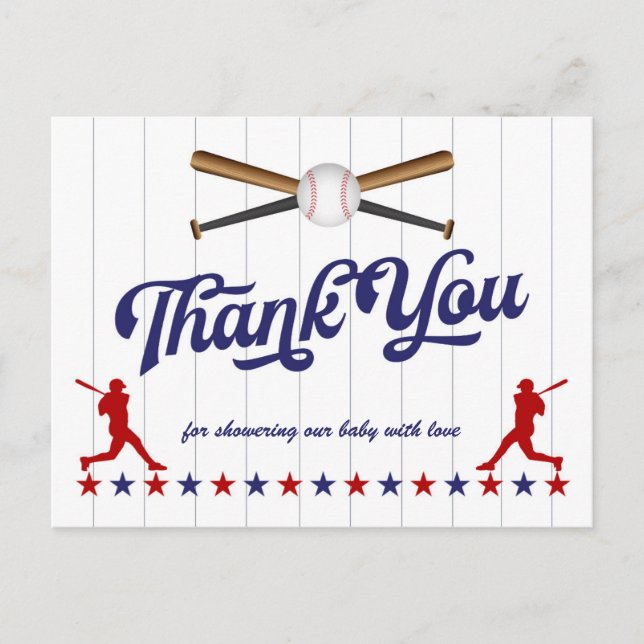 Baseball, Baby shower merci carte postale (Devant)