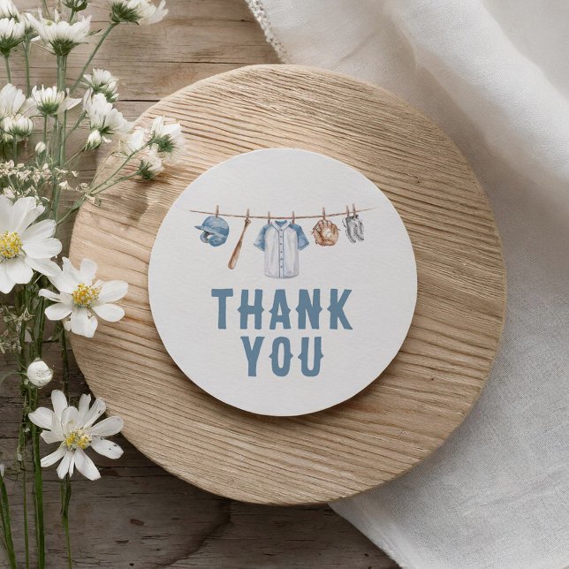 Baseball Babydusche Danke Runder Aufkleber (Von Creator hochgeladen)