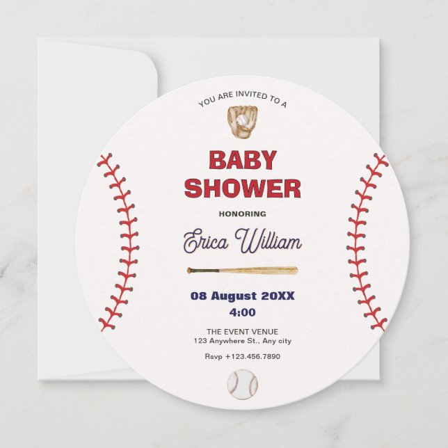 Baseball-Babydusche Einladung (Vorderseite)