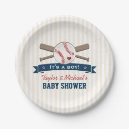 Baseball-Babydusche für überquerte Fledermäuse Pappteller