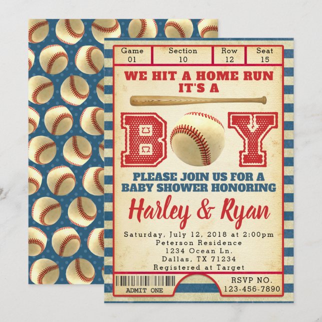 Baseball-Babyparty-Einladung laden ein Einladung (Vorne/Hinten)