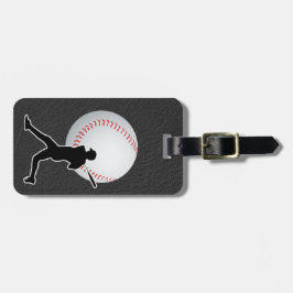 Baseball - Ball and Player silhouette Name Address Gepäckanhänger
