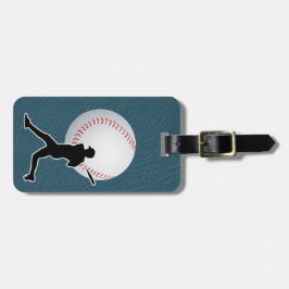 Baseball - Ball and Player silhouette Name Address Gepäckanhänger