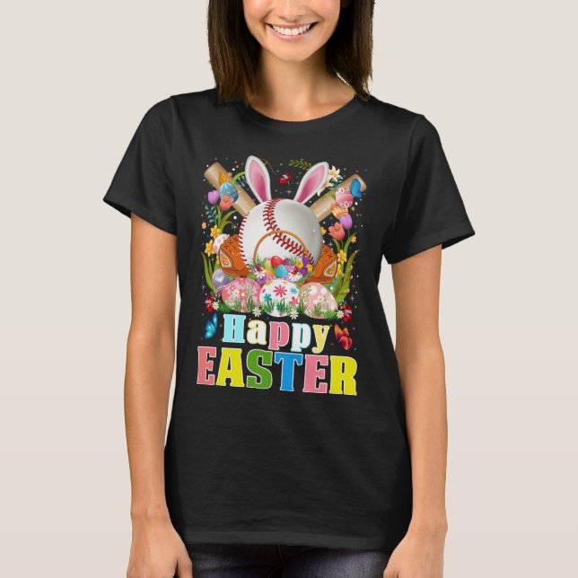 Baseball Ball & Bats Bunny Ears Easter Day Boys Ki T-Shirt (Vorderseite)