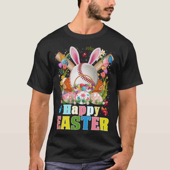 Baseball Ball & Bats Bunny Ears Osterfest Boys Ki T-Shirt (Vorderseite)