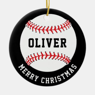 Baseball Ball Individuelle Name Frohe Weihnachten Keramik Ornament