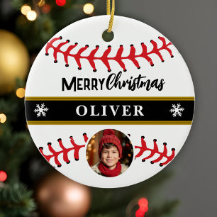 Baseball Ball Individuelle Name Frohe Weihnachten  Keramik Ornament