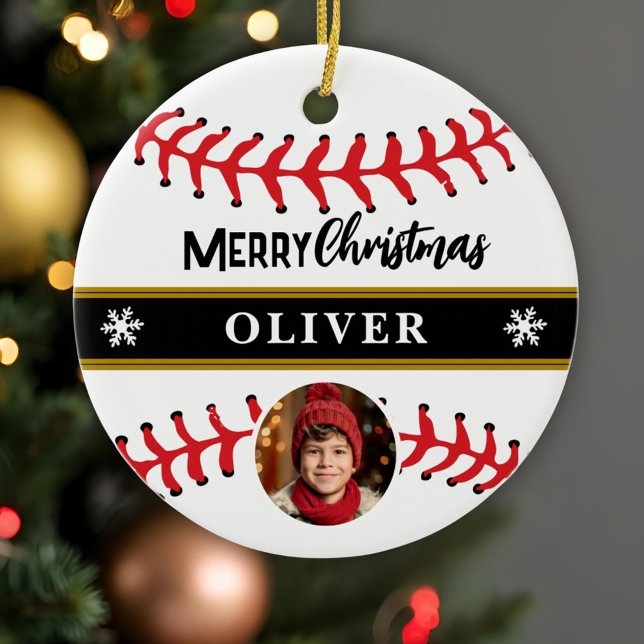 Baseball Ball Individuelle Name Frohe Weihnachten  Keramik Ornament (Von Creator hochgeladen)