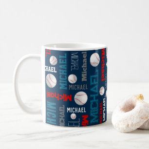 Baseball-Ball ist blau-weiß-individuelle Name Kaffeetasse