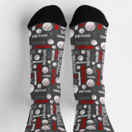 Baseball-Ball ist blau-weiß-individuelle Name Socken
