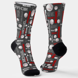 Baseball-Ball ist blau-weiß-individuelle Name Socken