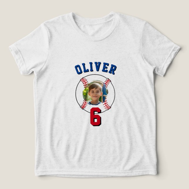 Baseball Ball Kindergeburtstag Foto Tri-Blend Shirt (Design Vorderseite)