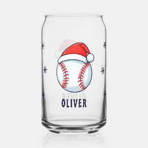 Baseball Ball mit Weihnachtsmannmütze Sportweihnac Dosenglas