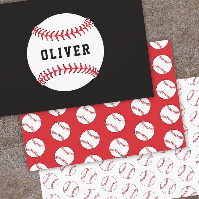 Baseball-Ball-Muster Kids Name Birthday Geschenkpapier Set (Von Creator hochgeladen)