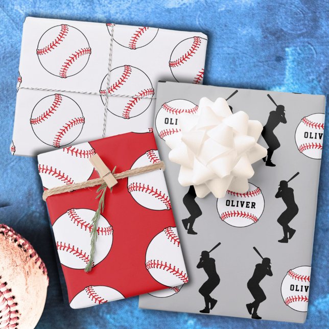 Baseball Ball Player Kinder Name Geburtstag Geschenkpapier Set (Von Creator hochgeladen)