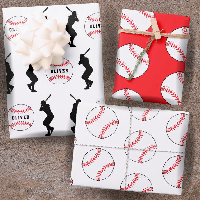 Baseball Ball Player Kinder Name Geburtstag Geschenkpapier Set (Von Creator hochgeladen)