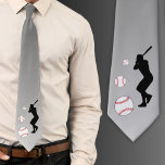 Baseball Ball Player Schwarze Silhouette Grau Krawatte<br><div class="desc">Baseball Ball Player Black Silhouette Gray Neck Tie</div>