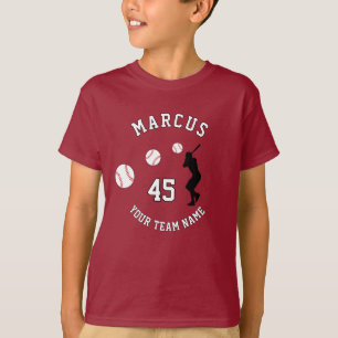 Baseball-Ball-Player-Silhouette Name Team-Nummer T-Shirt