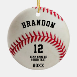 Baseball Ball Red Stitching Photo Personalized Keramik Ornament