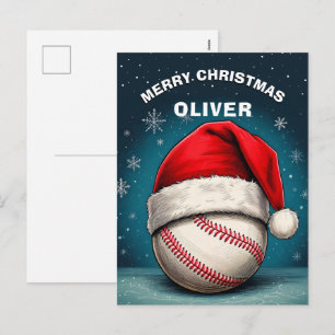 Baseball Ball Rote Santa-Mütze Name Weihnachten 