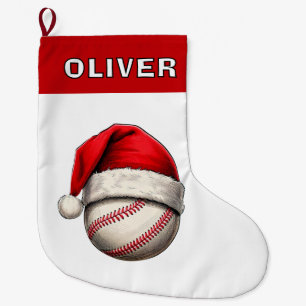 Baseball-Ball-Rote Weihnachtsmannmütze Großer Weihnachtsstrumpf