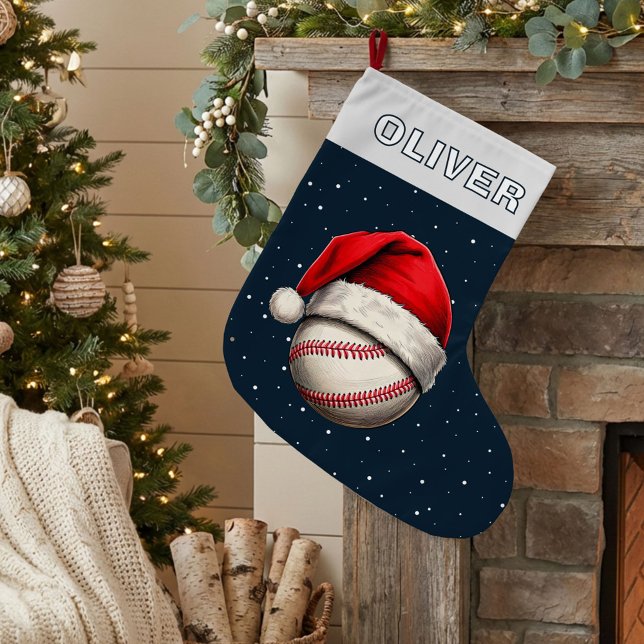 Baseball-Ball-Rote Weihnachtsmannmütze Großer Weihnachtsstrumpf (Von Creator hochgeladen)