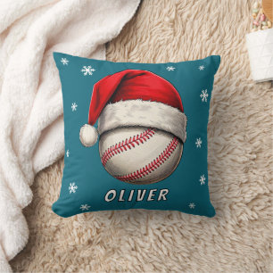 Baseball Ball Rote Weihnachtsmannmütze Schneeflock Kissen