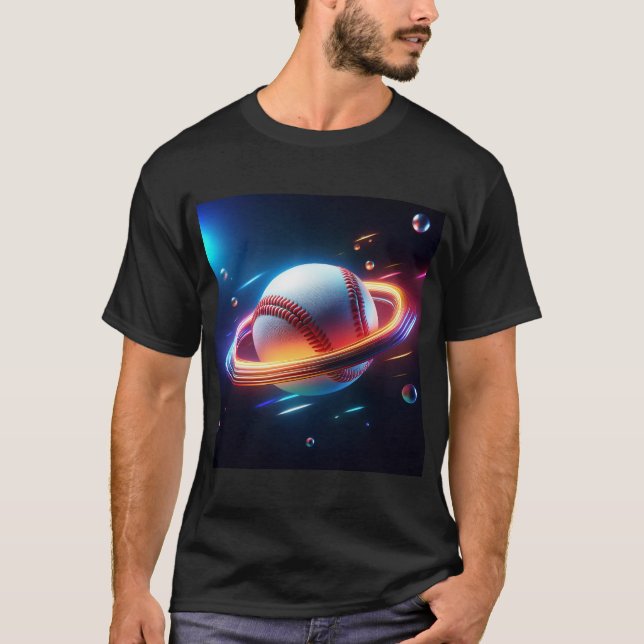 Baseball Ball Saturn Planet, Phantastischer Sportd T-Shirt (Vorderseite)