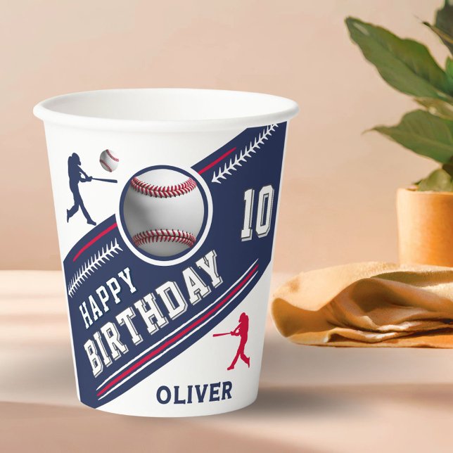 Baseball-Ball-Spieler als Geburtstagsparty Pappbecher (Von Creator hochgeladen)