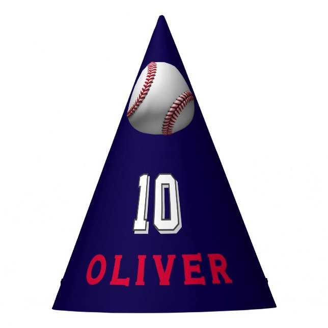 Baseball-Ball-Spieler zum Geburtstag Partyhütchen (Vorderseite)