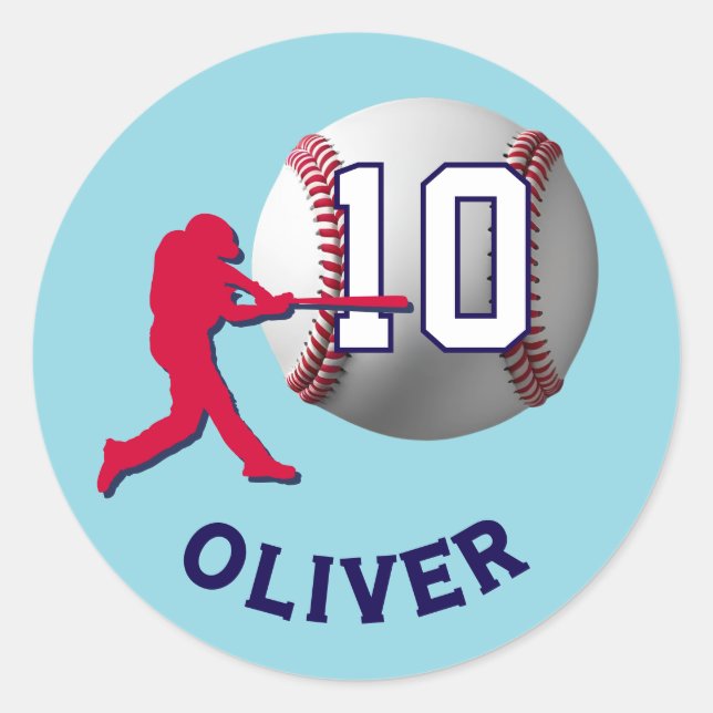Baseball-Ball-Spieler zum Geburtstag Runder Aufkleber (Vorderseite)