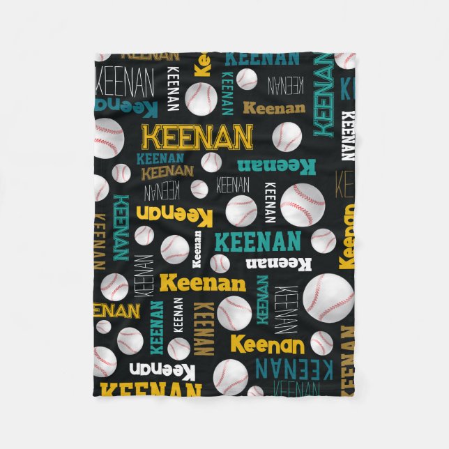 Baseball-Ball-Sport aquamarines Weißgold Keenan Fleecedecke (Vorderseite)