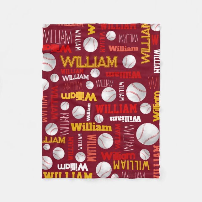 Baseball Ball Sport Rotes Gold William Brauch Fleecedecke (Vorderseite)