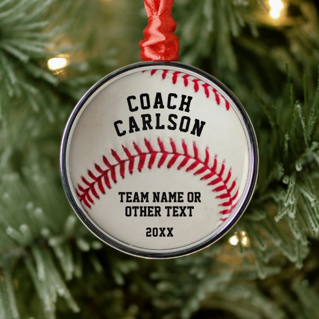 Baseball-Ball-Stitching Personalisiert Ornament Aus Metall (Baum)