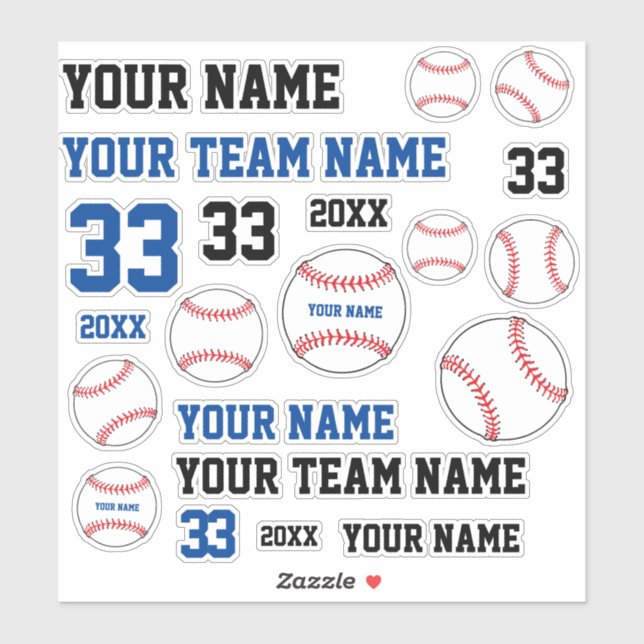 Baseball-Ball-Team-Name Jahr Aufkleber (Blatt)