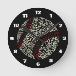 Baseball Ball Terminology Word Art Runde Wanduhr