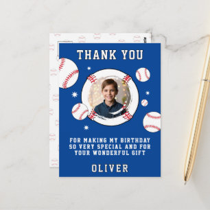 Baseball Ball Themed Birthday Foto Vielen Dank Postkarte